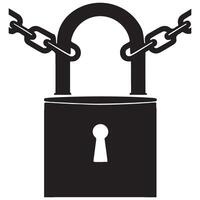 Secure Padlock with Chain Silhouette Symbolizing Protection vector