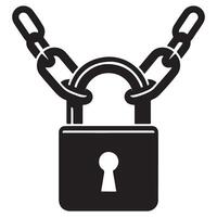 Padlock with Chain Silhouette for Security and Protection vector