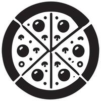 Pizza Slices Silhouette Illustration with Mushroom Toppings Template vector