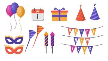 Set of happy new years eve party element collection vector