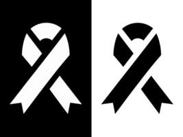 Two minimalist ribbon icons in dark and light themes symbolizing support and solidarity. Ideal for campaigns, websites, social media, or branding emphasizing unity and community efforts. vector
