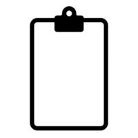 Minimalist open clipboard icon with clip, black outline on plain white background. Symbolizes note-taking, documents, tasks. Clean design for digital apps or branding. vector