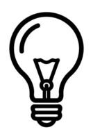Icon of a light bulb in simple minimalistic design for illustration of creativity, bright ideas, intelligence and attention. vector