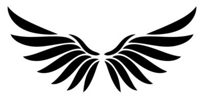 Stylized abstract wings in bold black lines on white background, symbolizing empowerment, freedom, and balance. Ideal for motivational designs, branding, or arts requiring minimalist aesthetics. vector