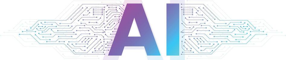 Artificial Intelligence Logo With Circuit Board. AI Circuit Board Electronics Digital Technology. AI, Deep Learning Blockchain Neural Network Concept. Machine Learning, Artificial Intelligence, Ai vector