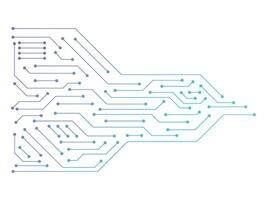 Abstract Ai Circuit Board Electronics Digital Technology Background. Technology Connected Blue Lines With Electronics Elements. Computer Motherboard With A Chip, Processor, And Semiconductor vector