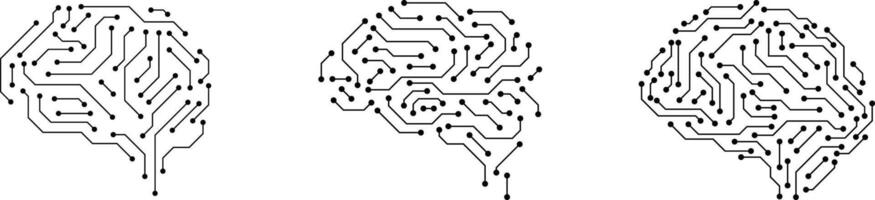 Digital brain icons. Electronic brain. Big data, artificial intelligence, machine learning, technology, ai,and computer chip concept vector