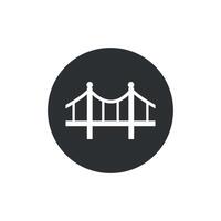 illustration of a flat design of a bridge icon inside a circle. vector
