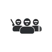illustration of a flat design icon of a group of terrorists. vector
