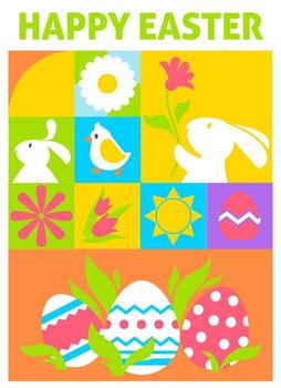 contento Pascua de Resurrección conejito labor de retazos vector