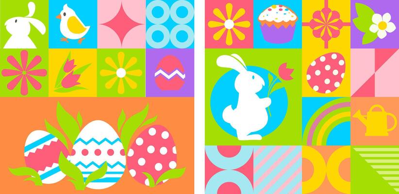 Horizontal Easter Patchwork Banner
