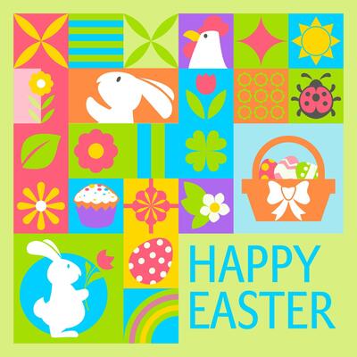 Happy Easter Patchwork Illustration