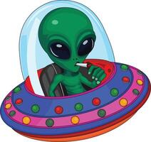 Alien In UFO Smoking vector