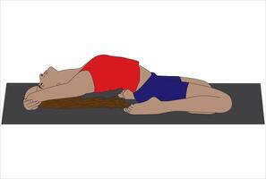 Reclined Fixed-Firm Pose Reclining Hero Yoga Asana vector