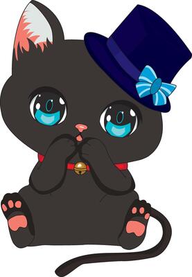 Black Cat With Hat Kitten Mascot