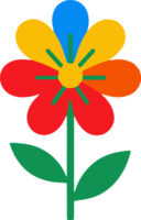 A colorful flower with leaves on it png