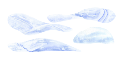 Snow-covered hills, slides, snowdrifts. Ski track, paths, tracks. Part of the landscape-constructor. Watercolor illustration, hand-drawn on the background isolated. For decor, design png
