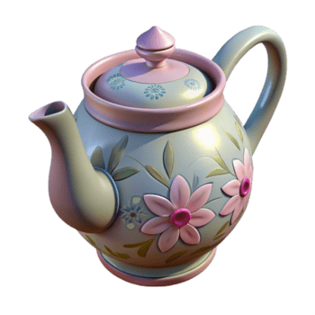 vibrante minimalista cerâmico chaleira floral Projeto isolado Cortar fora genuíno png