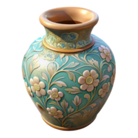 extraordinary abstract Ceramic Vase with Floral Decoration Transparent Background original png