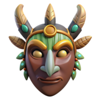extraordinary rustic Ceremonial Mask with Symbolic Decorations Isolated high quality png