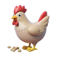 vibrant contemporary Chicken Pecking at Seeds Cutout on Transparent Background high resolution png