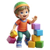 wonderful minimalist Child Playing Blocks Colorful Transparent Background exclusive png