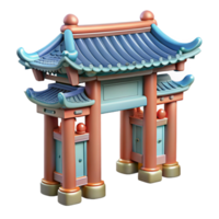 vibrant rustic Chinese Palace Gate Cutout Element exclusive png