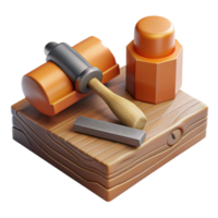 beautiful abstract Chisel and Mallet on Workbench Cutout high quality png