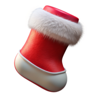 wonderful minimalist Christmas Stocking Red and White Fur Trim Isolated Element high resolution png