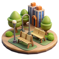 magnificent minimalist City Park with Playground and Trees Cutout Element professional png