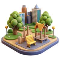 stunning abstract City Park with Playground and Trees Cutout Element authentic png