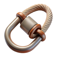 Close Up of Carabiner on Rope Isolated on Transparent Background png