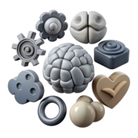 elegant minimalist Cognitive Function Icons Set Gray Cutout png