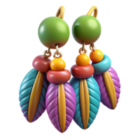 elegant rustic Colorful Beaded Earrings with Hooks Isolated authentic png