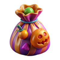 stunning artistic Colorful Candy Bag Packaging Design with Halloween Theme Cutout high resolution png