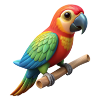 serene modern Colorful Parrot Perched on Branch Isolated high resolution png