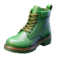 serene artistic Combat Boots Green Leather Side View Cutout Transparent Background png