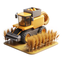 serene creative Combine Harvester Harvesting Wheat Side View Cutout authentic png
