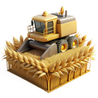 elegant rustic Combine Harvester Harvesting Wheat Side View Cutout original png