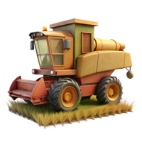 elegant vintage Combine Harvester in Field Side View Isolated genuine png