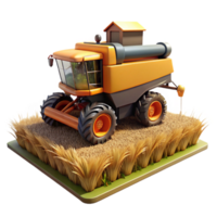 serene artistic Combine Harvester in Field Side View Isolated genuine png