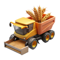 magnificent rustic Combine Harvester Unloading Grain Side View Cutout authentic png