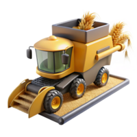 dramatic modern Combine Harvester Unloading Grain Side View Cutout original png