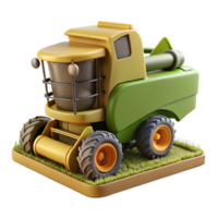elegant traditional Combine Harvester Working in Field Side View Cutout Element png