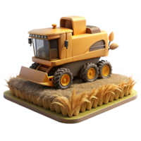 impressive rustic Combine Harvester Working in Field Side View Cutout Element high quality png