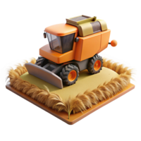 impressive artistic Combine Harvester Working in Field Side View Cutout Element professional png