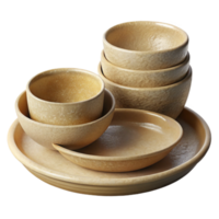stunning rustic Compostable Plates and Bowls Set Transparent Background exclusive png