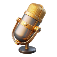 serene classic Condenser Microphone Side View Gold Accent Transparent Background high resolution png