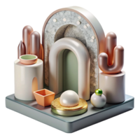serene modern Contemporary Art Installation Front View Isolated genuine png