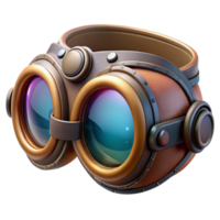 beautiful rustic Cyberpunk Goggles Front View Cutout Transparent Background genuine png